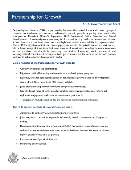 Partnership for Growth Fact Sheet