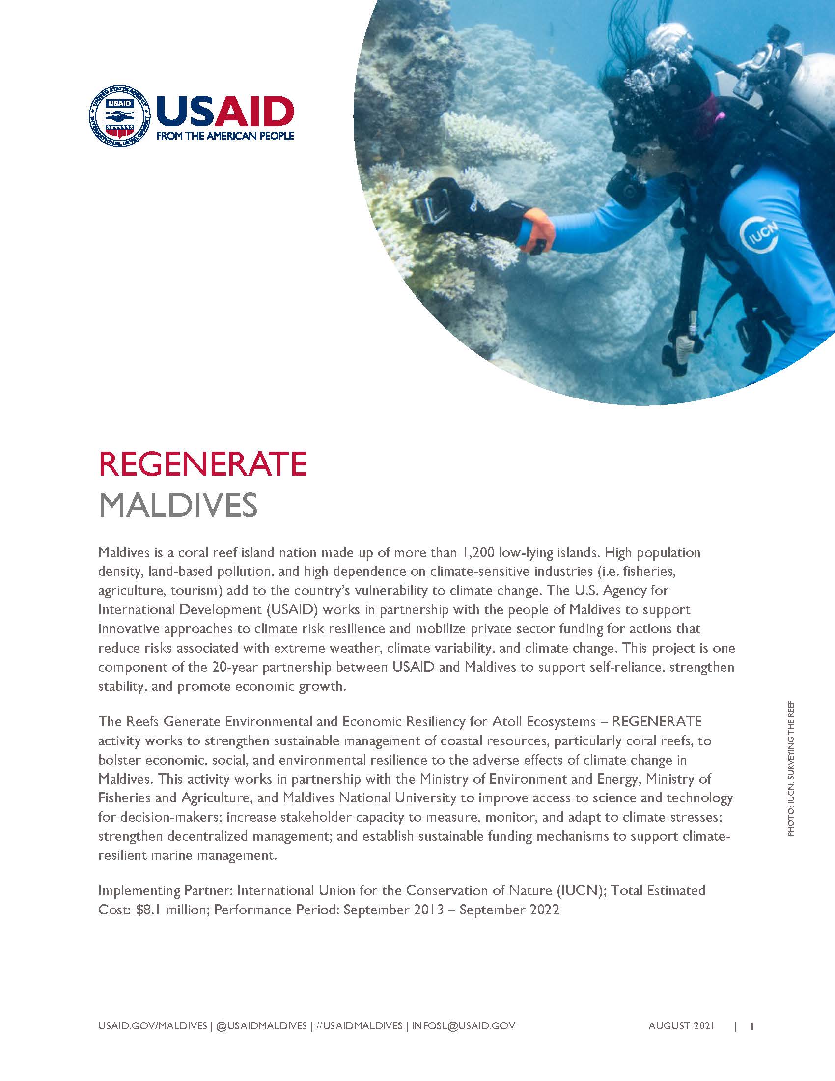 USAID/Maldives Fact Sheet: REGENERATE