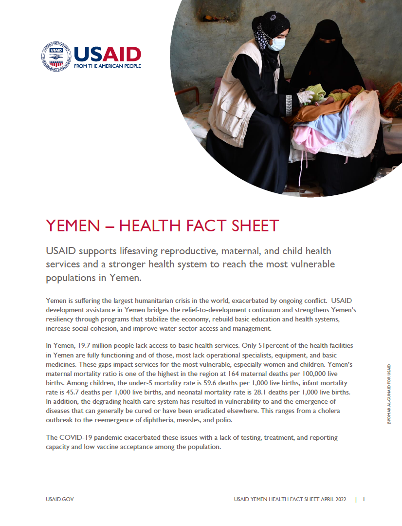 USAID Yemen Health Fact Sheet April 2022