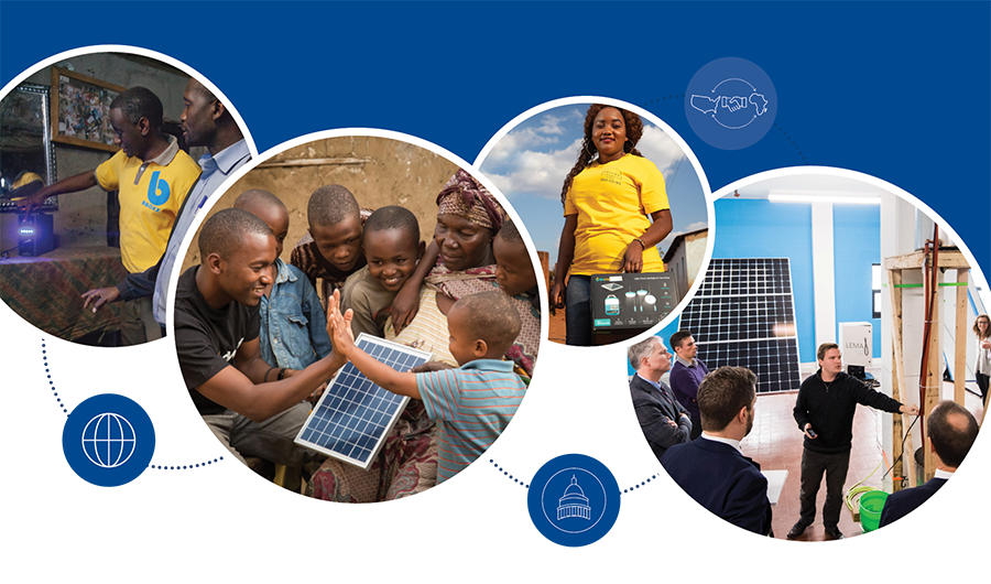 Collage of photos showing the results of Power Africa's partnerships