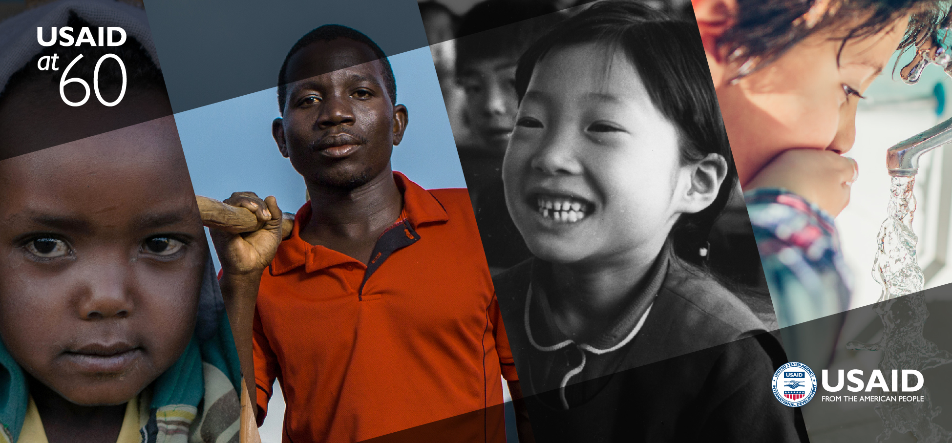 USAID at 60. A photo collage of four children