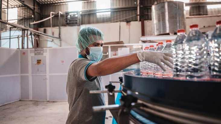 A worker at a USAID-supported factory