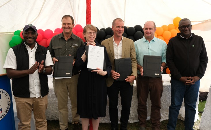 Sheryl Stumbras (center) launches the Eastern Kafue Nature Alliance with Zambian government and private sector partnerships.