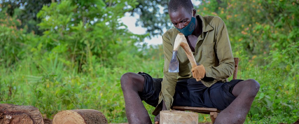 A man works in eastern Uganda