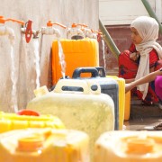 Young girls at newly constructed water point