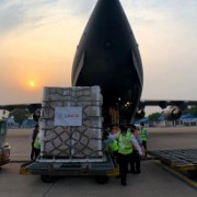 Unloading of the Second Shipment of USAID COVID-19 Supplies