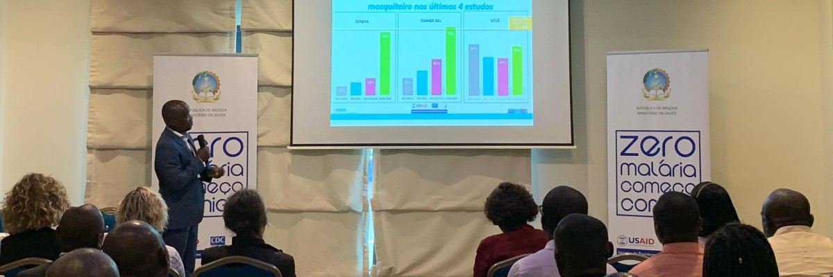 Ricardo Yava, from PSI Angola presenting key results indicators from the quantitative survey.